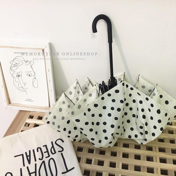 umbrellas small fresh minimalist white wave point black and curved handle handmade student folding lady umbrella
umbrellas small fresh minimalist white wave point black and curved handle handmade student folding lady umbrella