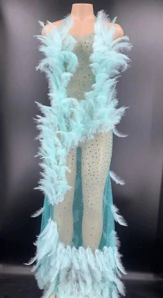 casual dresses women summer dress 2021 diamond handmade customized feather high quality mesh maxi party singer dancer stage costume, Black;gray
casual dresses women summer dress 2021 diamond handmade customized feather high quality mesh maxi party singer dancer stage costume, Black;gray