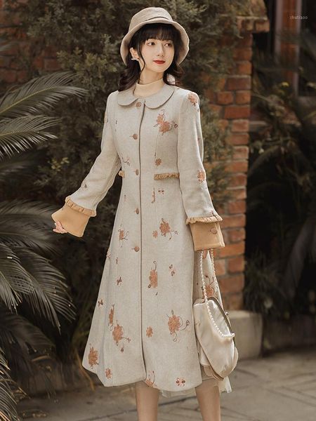 women's wool & blends doll turn down collar floral embroidery long coats a-line sleeve cloak woolen coat women slim autumn winter oute, Black
women's wool & blends doll turn down collar floral embroidery long coats a-line sleeve cloak woolen coat women slim autumn winter oute, Black