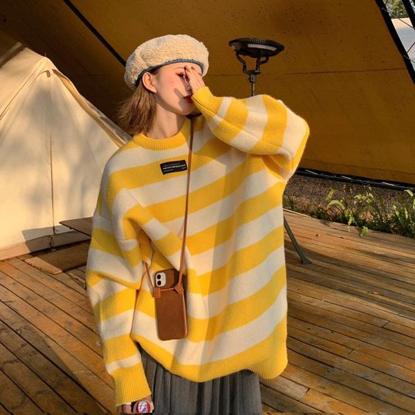 women's sweaters muiches casual o-neck striped sweater women long sleeve oversized pullover 2021 fashion spring/autumn, White;black
women's sweaters muiches casual o-neck striped sweater women long sleeve oversized pullover 2021 fashion spring/autumn, White;black