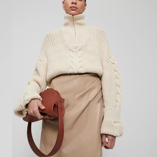women's sweaters hirigin women zipper neck pullover twist knitted oversized long sleeve saddle shoulder jumper female turtleneck, White;black
women's sweaters hirigin women zipper neck pullover twist knitted oversized long sleeve saddle shoulder jumper female turtleneck, White;black