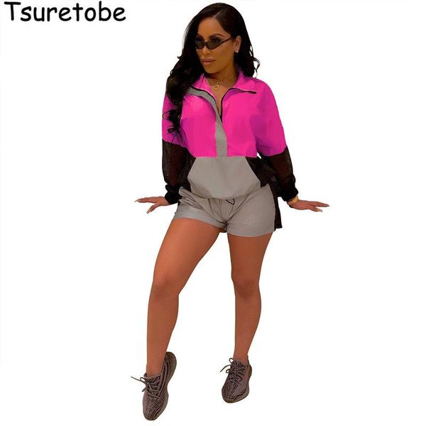 tsuretobe fashion reflective two piece set women patshwork crop + shorts summer sheer mesh tracksuit vestidos female women's track, Gray
tsuretobe fashion reflective two piece set women patshwork crop + shorts summer sheer mesh tracksuit vestidos female women's track, Gray