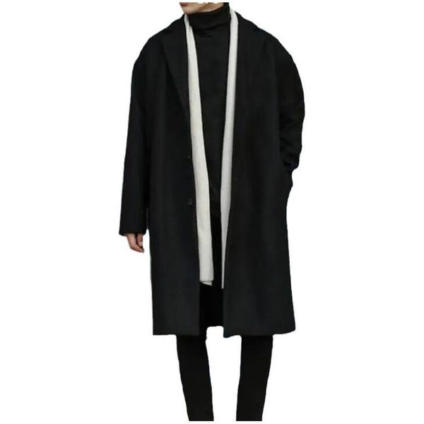 men's wool & blends autumn and winter woolen coat mid-length windbreaker loose velvet thickening street fashion casual jacket, Black
men's wool & blends autumn and winter woolen coat mid-length windbreaker loose velvet thickening street fashion casual jacket, Black