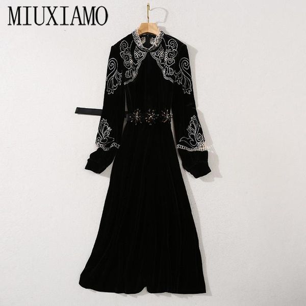 fall dress women party velvet embroidery diamonds office lady casual long black vestidos belt dresses, Black;gray
fall dress women party velvet embroidery diamonds office lady casual long black vestidos belt dresses, Black;gray