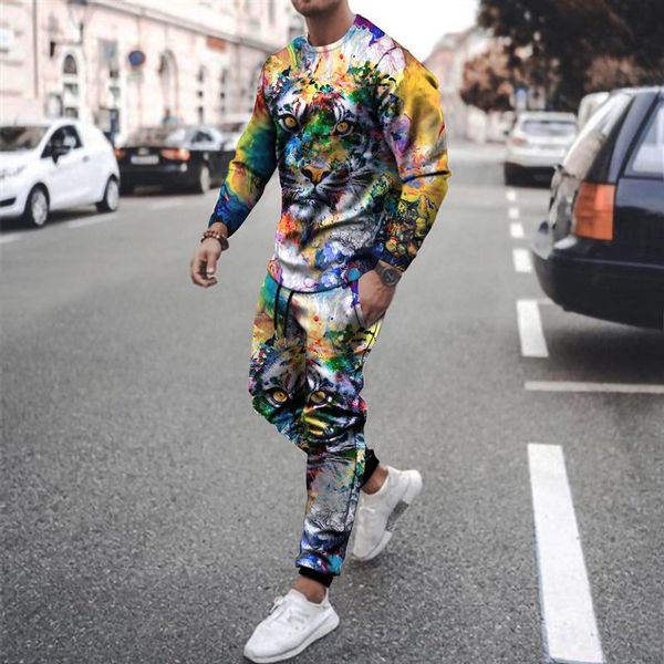 men's tracksuits 2021 casual round neck 2-piece set spring and autumn animal pattern matching series digital printed sport suit, Gray
men's tracksuits 2021 casual round neck 2-piece set spring and autumn animal pattern matching series digital printed sport suit, Gray