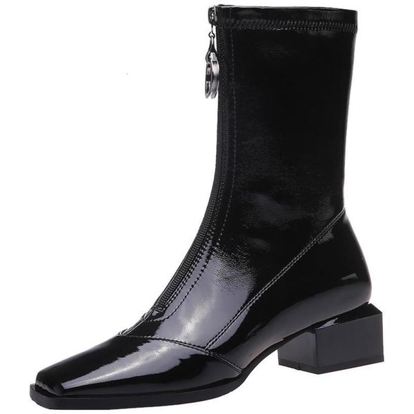 elastic boots women's short boots thick heel square head 2021 new autumn and winter lacquer leather net red thin boots plush, Black
elastic boots women's short boots thick heel square head 2021 new autumn and winter lacquer leather net red thin boots plush, Black