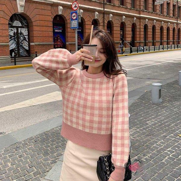 women's sweaters ladies short sweater pullovers autumn winter women lantern sleeve o neck plaid female clothes knitted, White;black
women's sweaters ladies short sweater pullovers autumn winter women lantern sleeve o neck plaid female clothes knitted, White;black