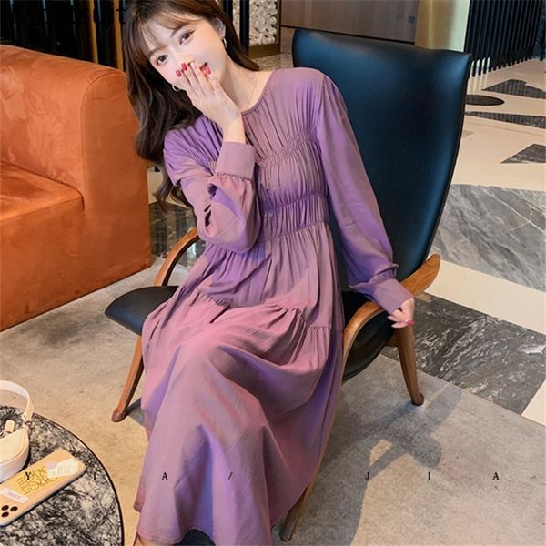 elegant ladies women long dress spring full sleeve o-neck elastic waist pleated dresses fashion female party vestidos 210518, Black;gray
elegant ladies women long dress spring full sleeve o-neck elastic waist pleated dresses fashion female party vestidos 210518, Black;gray