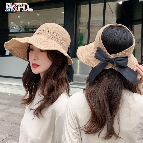 wide brim hats 2021 bow sun empty hat women uv protction caps cutout beach cap ribbon knit raffia, Blue;gray
wide brim hats 2021 bow sun empty hat women uv protction caps cutout beach cap ribbon knit raffia, Blue;gray