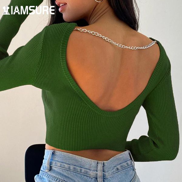 women's t-shirt iamsure basic backless solid t shirt with chains elegant fashion long sleeve tees slim o-neck crop women 2021 ladi, White
women's t-shirt iamsure basic backless solid t shirt with chains elegant fashion long sleeve tees slim o-neck crop women 2021 ladi, White