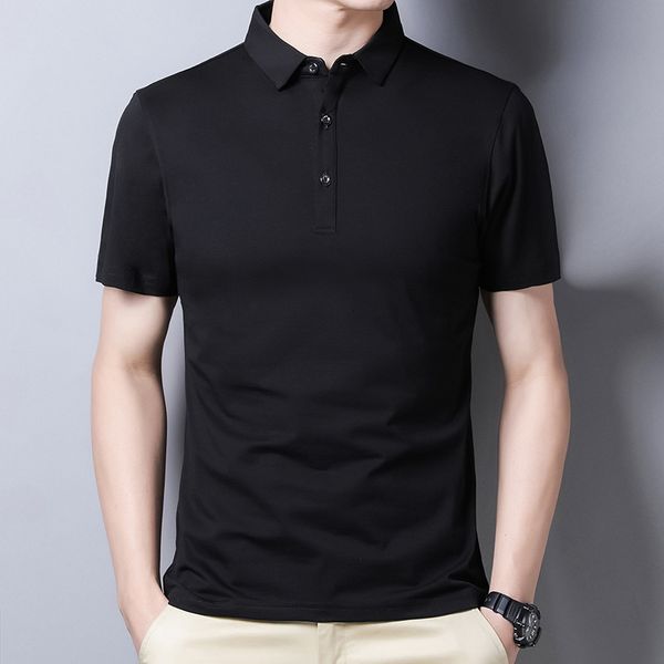 men's busins polo 2021 summer t-shirt slim solid color short sleeve casual lapel for men, White;black
men's busins polo 2021 summer t-shirt slim solid color short sleeve casual lapel for men, White;black