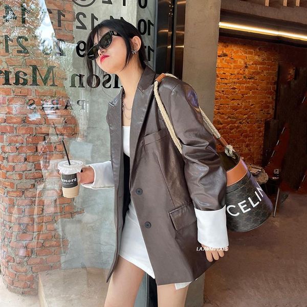 women's leather & faux 2021 fashion pu jacket women korean style ladies casual blazer design clothes streetwear, Black
women's leather & faux 2021 fashion pu jacket women korean style ladies casual blazer design clothes streetwear, Black