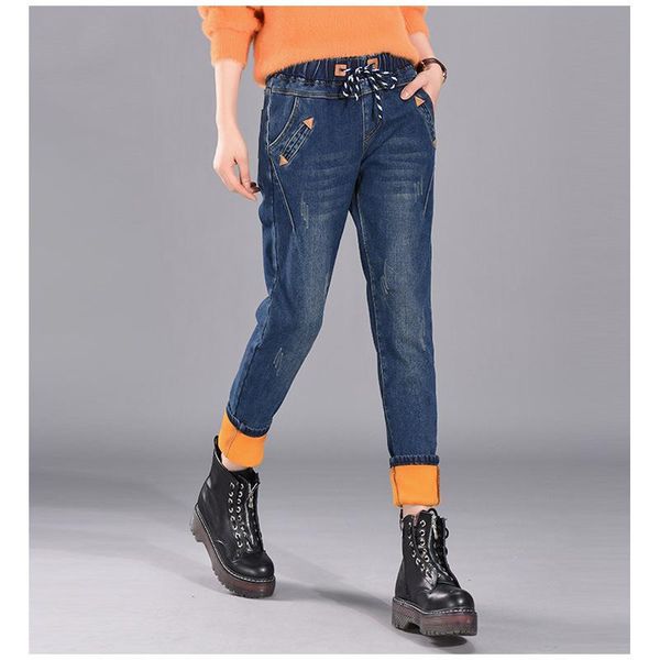 women's jeans plus size women warm winter fleece trousers ladies high waisted elastic velvet thick loose mom, Blue
women's jeans plus size women warm winter fleece trousers ladies high waisted elastic velvet thick loose mom, Blue