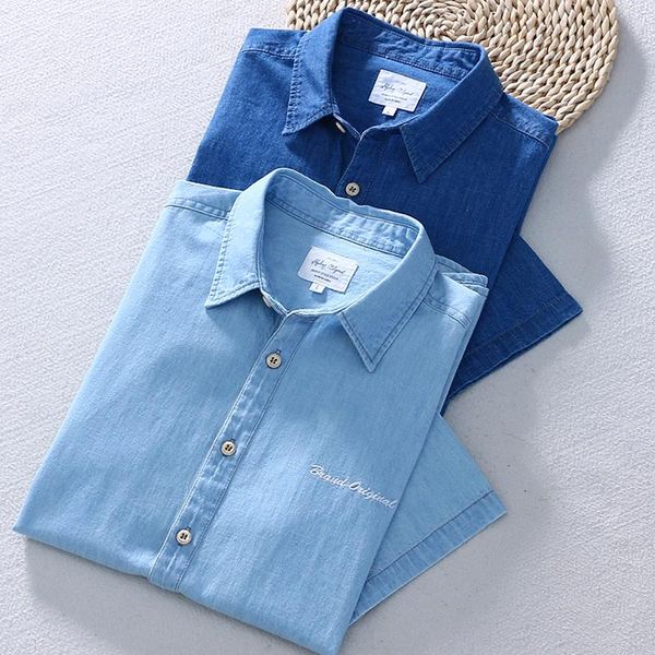 100% cotton men's short sleeve jeans shirt classic retro blue summer thin denim shirts cowboy clothing casual, White;black
100% cotton men's short sleeve jeans shirt classic retro blue summer thin denim shirts cowboy clothing casual, White;black