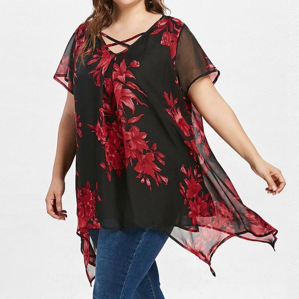 women's blouses & shirts plus size chiffon blouse women summer criss cross double floral print short sleeve loose and bloues 2021, White
women's blouses & shirts plus size chiffon blouse women summer criss cross double floral print short sleeve loose and bloues 2021, White