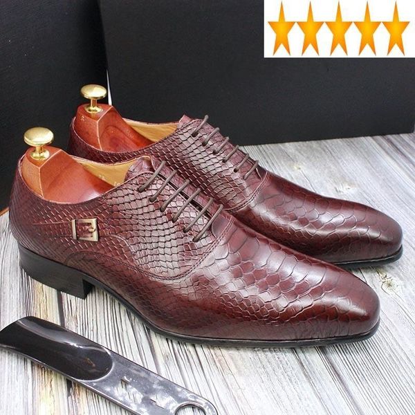 dress shoes snake pattern genuine leather mens luxury fashion business formal pointed toe derby large size 45 46 47, Black
dress shoes snake pattern genuine leather mens luxury fashion business formal pointed toe derby large size 45 46 47, Black