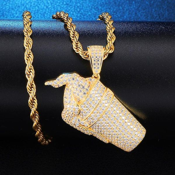 pendant necklaces hip hop necklace iced out bling cream zircon fashion jewelry gifts for women and man, Silver