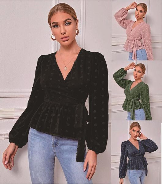 women's blouses & shirts 2021 long sleeve v-neck blouse women office lady lantern, White
women's blouses & shirts 2021 long sleeve v-neck blouse women office lady lantern, White