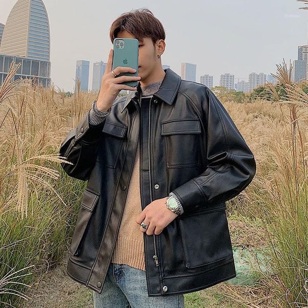 men's jackets jacket 2021 autumn/winter slim pure color motorcycle leather loose casual personality youth wear, Black;brown
men's jackets jacket 2021 autumn/winter slim pure color motorcycle leather loose casual personality youth wear, Black;brown