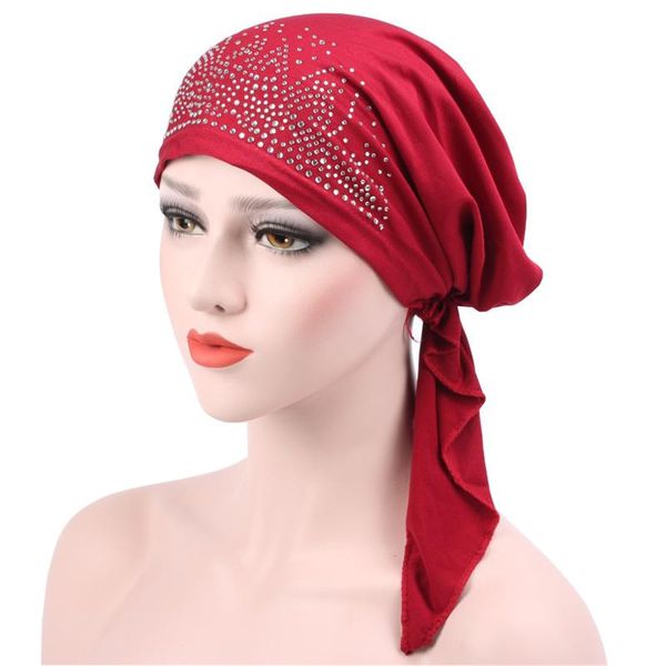 women muslim fashion hijab cancer chemo solid color rhinestone turban head cover hair loss scarf wrap pre-tied bandanas beanie/skull caps, Blue;gray
women muslim fashion hijab cancer chemo solid color rhinestone turban head cover hair loss scarf wrap pre-tied bandanas beanie/skull caps, Blue;gray