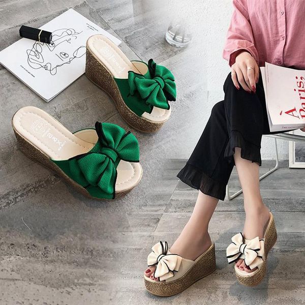 slippers bohemian beach slides girls sweet brand butterfly-knot platform sandals woman thick high heels flipflops 9cm wedges, Black
slippers bohemian beach slides girls sweet brand butterfly-knot platform sandals woman thick high heels flipflops 9cm wedges, Black