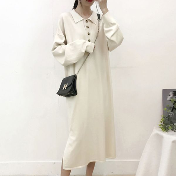 paris girl elegant solid shirt dress turn down collar casual loose knitted hem split long sleeve lady midi es vestido 210524, Black;gray
paris girl elegant solid shirt dress turn down collar casual loose knitted hem split long sleeve lady midi es vestido 210524, Black;gray