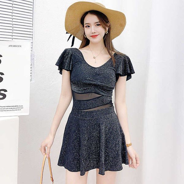 haismi star sky haisimi 2021 summer beach swimsuit black lace v-neck conservative girl, White;black
haismi star sky haisimi 2021 summer beach swimsuit black lace v-neck conservative girl, White;black