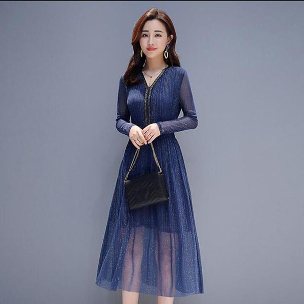 casual dresses 2021 korean long sleeve spring dress elegant women v-neck mesh plus size fashion slim party, Black;gray
casual dresses 2021 korean long sleeve spring dress elegant women v-neck mesh plus size fashion slim party, Black;gray