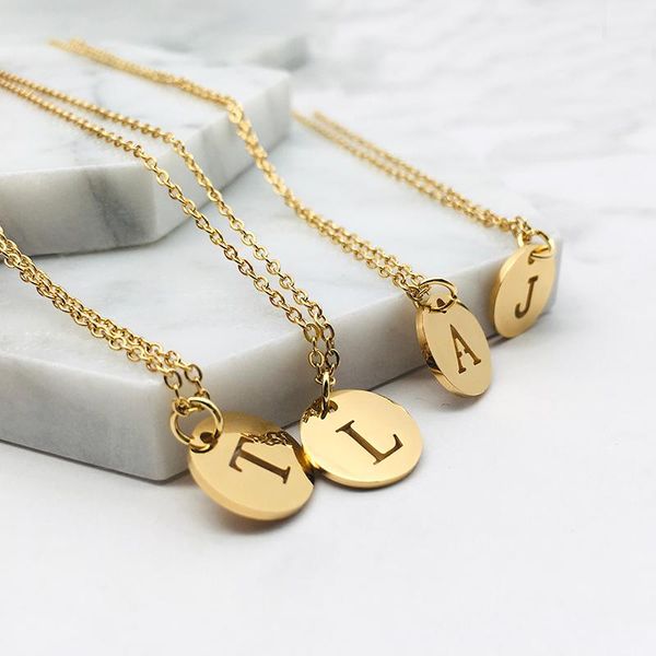 chains stainless steel 12mm disc initial letter alphabet chain necklace creatively 26 name couple necklaces lover gift, Silver 
chains stainless steel 12mm disc initial letter alphabet chain necklace creatively 26 name couple necklaces lover gift, Silver