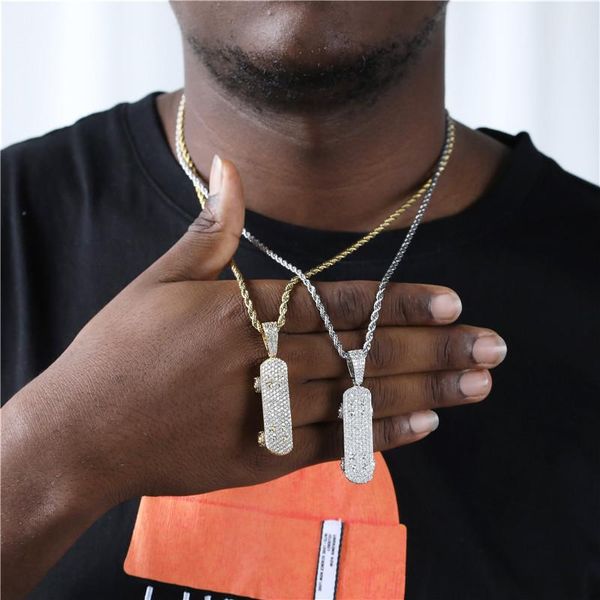 pendant necklaces hip hop skateboard iced out cubic zirconia stones pendants for men rapper charm jewelry with solid back, Silver
pendant necklaces hip hop skateboard iced out cubic zirconia stones pendants for men rapper charm jewelry with solid back, Silver
