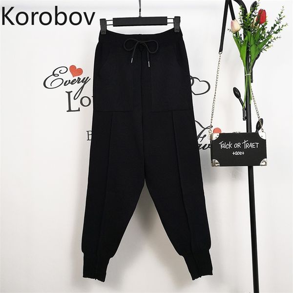 korobov korean loose casual women black pants vintage elastics high waist lacing trousers streetwear fashion harem pants joggers 210430, Black;white
korobov korean loose casual women black pants vintage elastics high waist lacing trousers streetwear fashion harem pants joggers 210430, Black;white