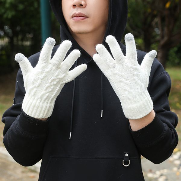 mens winter finger touch screen gloves double twisted velvet thickened knitting wool keep warm outdoor sports cycling, Blue;gray 
mens winter finger touch screen gloves double twisted velvet thickened knitting wool keep warm outdoor sports cycling, Blue;gray