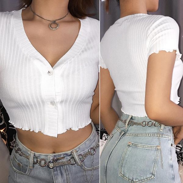 women's t-shirt elegant deep v neck crop t shirt short sleeve white women ruffle casual tee
women's t-shirt elegant deep v neck crop t shirt short sleeve white women ruffle casual tee