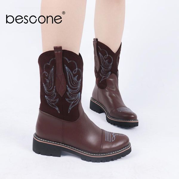 bescone boots women round toe embroider boot leg flat western mid-calf for winter bc7841, Black
bescone boots women round toe embroider boot leg flat western mid-calf for winter bc7841, Black