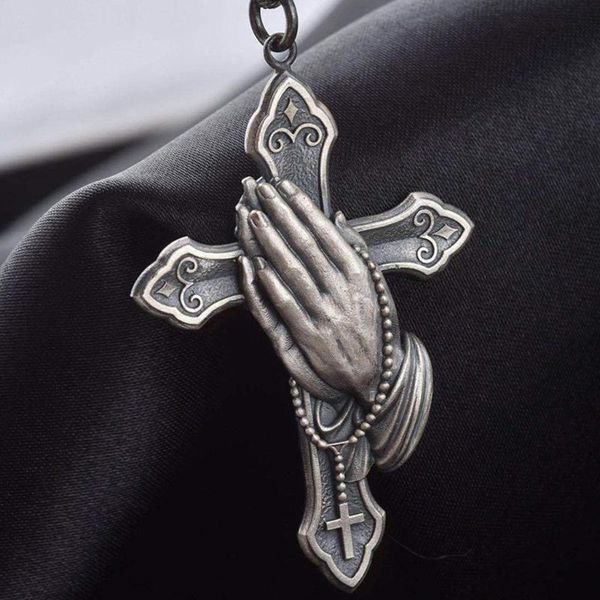 pendant necklaces european and american christianity style cross praying hand vintage catholic tag necklace, Silver
pendant necklaces european and american christianity style cross praying hand vintage catholic tag necklace, Silver