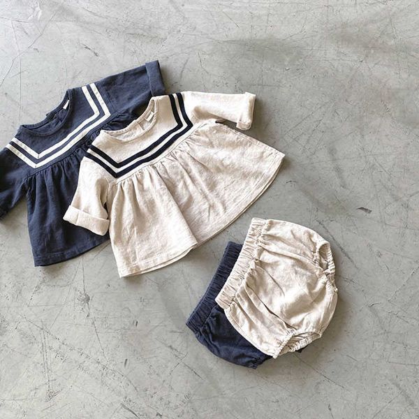 milancel 2021 autumn baby girl clothes cotton blouse and solid bloomer 2pcs casual newborn sets korean toddler suit y0918, White 
milancel 2021 autumn baby girl clothes cotton blouse and solid bloomer 2pcs casual newborn sets korean toddler suit y0918, White