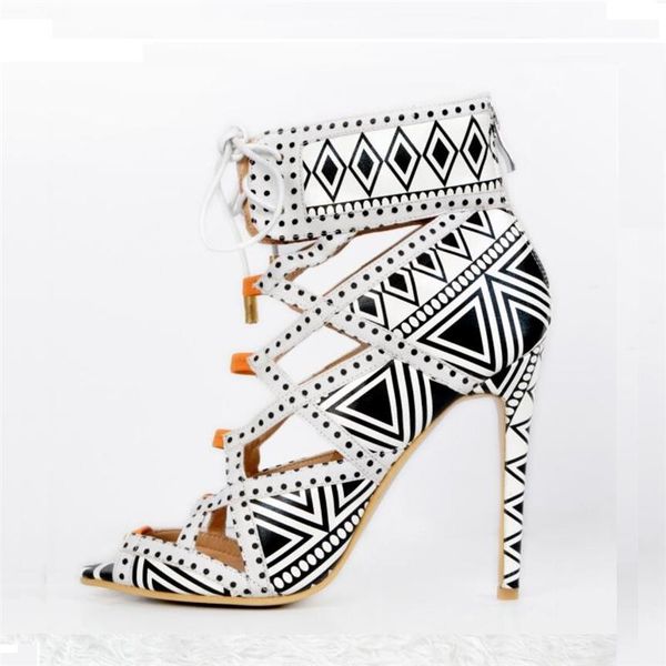 geometric pot print women thin high heel sandals summer ladies shoes mixed colors lace up peep toe hollow stilleto pumps, Black
geometric pot print women thin high heel sandals summer ladies shoes mixed colors lace up peep toe hollow stilleto pumps, Black
