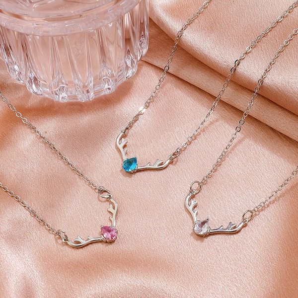 fashion antlers necklace women cute elegant drop shape imitation crystal pendant necklace ladies party jewelry gifts, Silver
fashion antlers necklace women cute elegant drop shape imitation crystal pendant necklace ladies party jewelry gifts, Silver