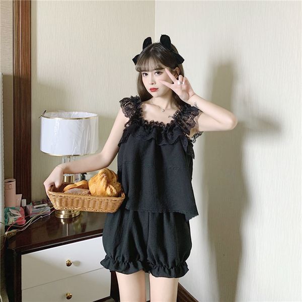 women's sleepwear black/white sweet lace sleepwear square collar sleeveless pajamas for women cotton summer pijamas female home pyjama, Black;red
women's sleepwear black/white sweet lace sleepwear square collar sleeveless pajamas for women cotton summer pijamas female home pyjama, Black;red