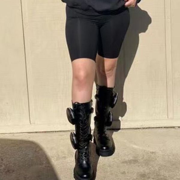 new fashion punk cool luxury designer platform chunky calf boots pocket bags lace up street ladies shoes, Black
new fashion punk cool luxury designer platform chunky calf boots pocket bags lace up street ladies shoes, Black