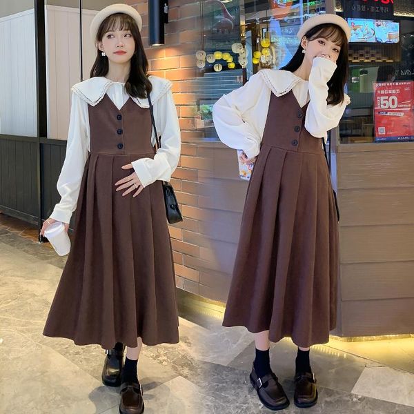 maternity dresses 1917# autumn winter korean fashion long dress set white blouse a line vest suits clothes for pregnant women chic
maternity dresses 1917# autumn winter korean fashion long dress set white blouse a line vest suits clothes for pregnant women chic
