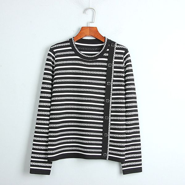 women's sweaters brand design autumn winter diagonal-breasted long-sleeved pullover sweet striped o-neck sweater women casual jumper co, White;black
women's sweaters brand design autumn winter diagonal-breasted long-sleeved pullover sweet striped o-neck sweater women casual jumper co, White;black
