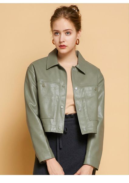 women's leather & faux motorcycle jacket female spring style foreign avocado handsome straight long-sleeved pu coat f1133, Black
women's leather & faux motorcycle jacket female spring style foreign avocado handsome straight long-sleeved pu coat f1133, Black