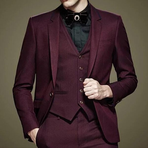 men's suits & blazers 2021 style burgundy notch lapel one button jacket+pants+vest fashion costume homme elegant men formal handsome, White;black
men's suits & blazers 2021 style burgundy notch lapel one button jacket+pants+vest fashion costume homme elegant men formal handsome, White;black