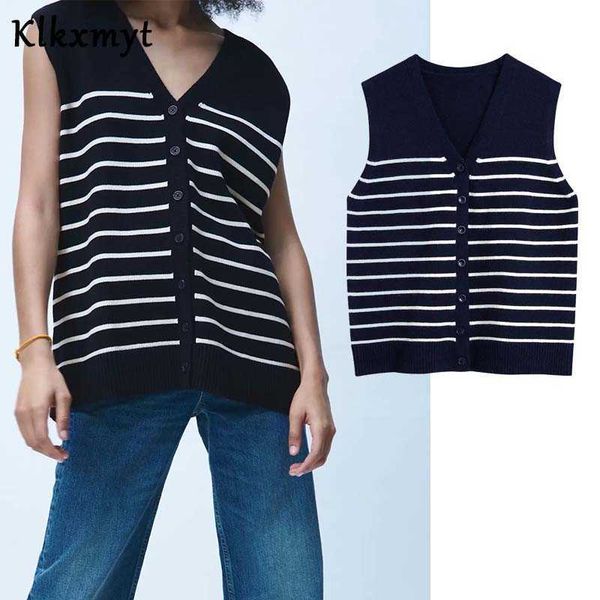 klkxmyt za women vest fashion stripe knitting sweater vintage v neck sleeveless buttons female waistcoat chic 210527, Black;white
klkxmyt za women vest fashion stripe knitting sweater vintage v neck sleeveless buttons female waistcoat chic 210527, Black;white