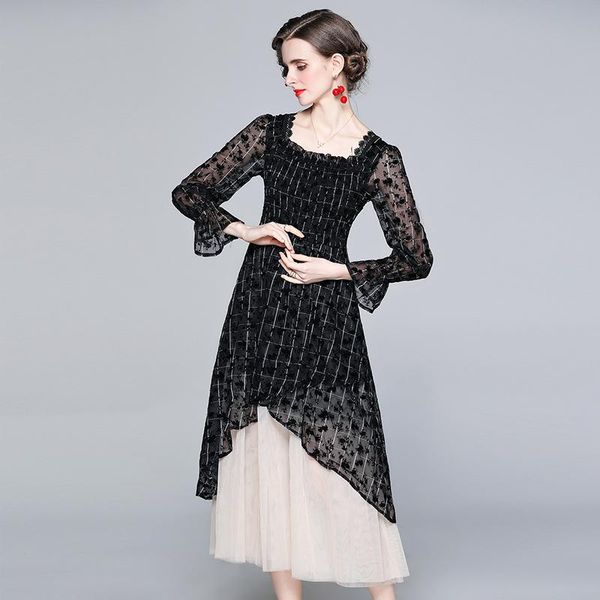 casual dresses early autumn women's dress european commuter square neck lace stitching flared sleeve mesh female waist x809, Black;gray
casual dresses early autumn women's dress european commuter square neck lace stitching flared sleeve mesh female waist x809, Black;gray