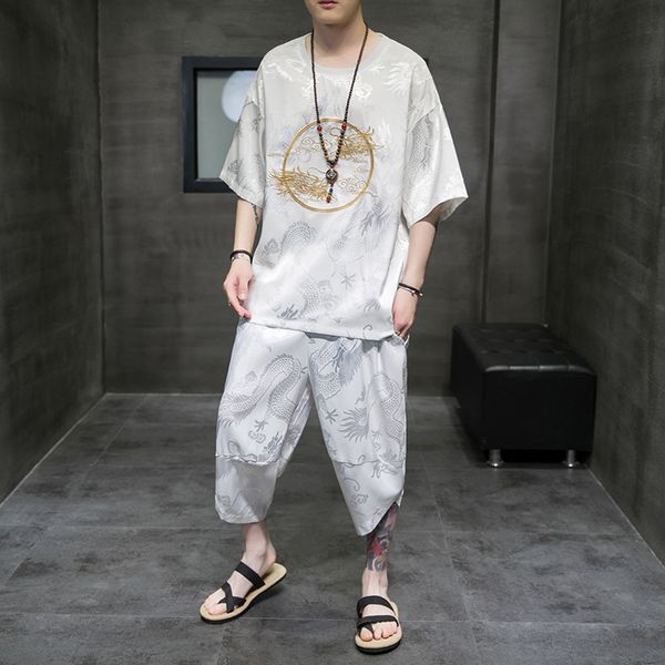 Tracksuits Sport Suit Fashion Classic 2021 Summer Chinese Style Men's Ice Silk Embroidery Thin Breathable Short Sleeve Capris Two Piece, White
Tracksuits Sport Suit Fashion Classic 2021 Summer Chinese Style Men's Ice Silk Embroidery Thin Breathable Short Sleeve Capris Two Piece, White