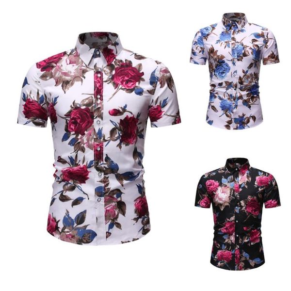men's casual shirts feitong summer fashion floral printed slim fit plus size short-sleeved turn-down collar shirt streetwear, White;black
men's casual shirts feitong summer fashion floral printed slim fit plus size short-sleeved turn-down collar shirt streetwear, White;black