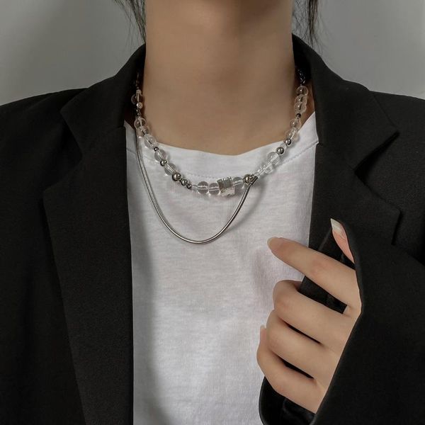 chains punk beaded clavicle chain women's necklace pendant korean 2021 fashion beach jewelry, Silver
chains punk beaded clavicle chain women's necklace pendant korean 2021 fashion beach jewelry, Silver