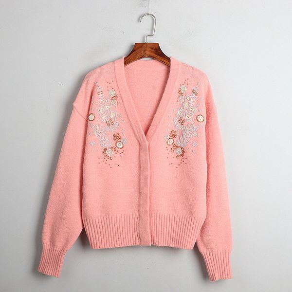 knits sweet candy pink thick sweater coat autumn winter knitted cardigan v-neck handmade beaded cardigans, White
knits sweet candy pink thick sweater coat autumn winter knitted cardigan v-neck handmade beaded cardigans, White